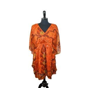 Speed Control Dress Layered Boho Fairy Empire Waist Babydoll Orange L